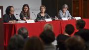 Discussing women writers were (from left) novelist Gish Jen, editor Elisabeth Schmitz, editor Ann Hulbert, and novelist Claire Messud.