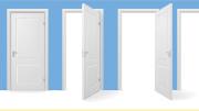 Illustration of open doors, tied to concept of commitment instead of just seeking opportunities