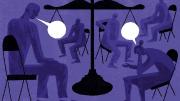 Illustration of seated people talking in a restorative justice circle