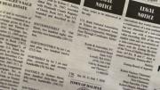 A page from a newspaper showing legal notices