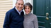 President Larry Bacow and Adele Fleet Bacow, photographed at Elmwood, April 2023