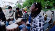 Receiving a drumming lesson in Berlin