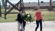 Laying a wreath in Auschwitz