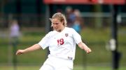 Soccer’s Lizzy Nichols ’10 uncorking one of her killer kicks. Though she’s a defensive specialist who plays center back, Nichols has a knack for free kicks and penalty kicks, and ice water in her veins.