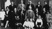 The Levy family in 1928; Jacob holds the cane. Only he and Rivka Levy (far left, flounced dress) survived the Nazis.