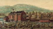 A detail of <em>Boston Manufacturing Company Waltham Mills,</em> painted by Elijah Smith circa 1825, shows the textile mill opened by Lowell’s company.
