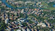 The Cambridge campus as seen from a vantage point above Oxford Street, looking toward the University's future in Allston  [<a href="http://harvardmagazine.com/sites/default/files/375_so11_002_web.jpg">VIEW LARGER PHOTOGRAPH</a>]