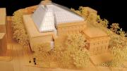 A model of the new museum building as seen from Broadway