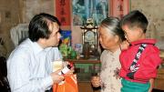 When traveling, To carries large quantities of food and drugstore items that he offers to families in need.