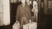 Attributed to J. H. Adams, <i>Races, Immigration: United States. New York. New York City. Immigrant Station: Regulation of Immigration at the Port of Entry. United States Immigrant Station, New York City: Saved at the Last Moment (Through an Appeal, the Order to Deport Was Revoked), </i>c. 1903. Glossy collodion silver print. 