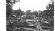 Photograph of the Fogg Museum under construction, 1925.