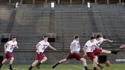 In Harvard Stadium, David Mothander practices a kickoff, using the ubiquitous &ldquo;soccer-style&rdquo; kicking technique. Scroll down for a <a href="#placekick">video.</a></p> 