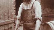 Waldemar Frans Herman Titzenthaler, <i>Industrial Problems, Types of Working People: Germany. Blacksmith; Cooper; Boiler-Maker; Stone-Dresser; Toy-Maker; Washwomen; Marketwomen: Types of German Workmen: Copper, </i> 1900. Glossy collodion silver print