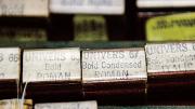 Stamps used to label wrapped packages of fonts of type 