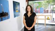 At her gallery, Emma Katz promotes sophisticated original work by young artists such as sculptor/photographer David Rodriguez, represented here (left to right) by <i>A Love Song Played at a Very Specified Frequency, Holding Device,</i> and <i>The Thing About Distance.</i> 