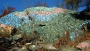 Spray-painted skull mural on climbable rockface near the Lynn Woods Reservation