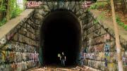 The “Clinton Train Tunnel,” built in 1903 near the Wachusett Reservoir, goes “from nowhere to nowhere.”