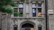 Photograph of construction signage at Harvard Divinity School’s Andover Hall