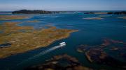 Aerial view of Essex Bay, part of the coastline north of Boston. 