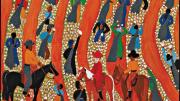 The painting, "Overseers in the Field #1" (2007), informed by Winfred Rembert