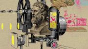 Illustration that blends iconic images of knowledge and civilization
