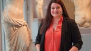 Irene Soto Marín with Harvard's Ancient Mediterranean Classical Sculptures 