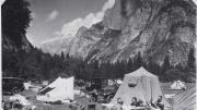 Historic photo of camping in Yosemite National Park, 1915