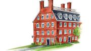 Illustration of Massachusetts Hall, Harvard president’s office