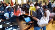 Freshmen registered as they dropped off their study cards in the University Hall faculty room.