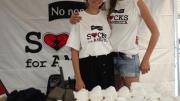 Rebecca Cooper (left) and Lily Erlinger at a Socks for America distribution event