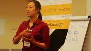 Instructor Sujin Jang leads a case study discussion at ISS 2012.