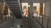 A central staircase, situated in a direct line between the original Quincy Street and new Prescott Street entrances, is flanked by elevators (three for passengers and one for art). Large pieces of modern and contemporary art will likely hang in the double-height spaces of the stairwells.