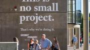 Emblazoned on the side of Gund Hall, this phrase offered motivation for the Graduate School of Design’s $110-million campaign launch.