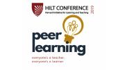 A scan from the program for the eighth annual conference of the Harvard Initiative for Learning and Technology, including the words "peer learning" and a drawing of a lightbulb.