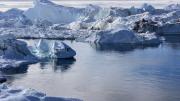 Icebergs at the end of the Ilulissat Icefjord, Disko Bay, western Greenland.