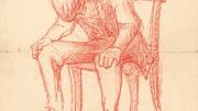 Here I and Sorrow Sit, an 1860s, red-crayon drawing echoing James’s depression