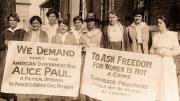 Fellow suffragists protest Alice Paul’s incarceration.