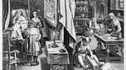 Photograph courtesy of the Sarah Campbell Blaffer Foundation, Houston. Unknown engraver, after Stradanus (Jan van der Straet), <i>Discovery of Guaiacum as a Cure for Venereal Infection,</i> from <i>Nova reperta</i> (New inventions and discoveries of modern times), c. 1599–1603. Engraving