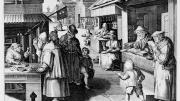 Photograph courtesy of the Sarah Campbell Blaffer Foundation, Houston. Hans Collaert the Younger, after Stradanus (Jan van der Straet), <i>Invention of Eyeglasses,</i> from <i>Nova reperta</i> (New inventions and discoveries of modern times), c. 1599–1603. Engraving.