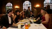 Students enjoy the historical menu in Adams House.