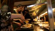 Dishes on the serving line