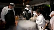Students from the course Science of the Physical Universe 27: "Science and Cooking: From Haute Cuisine to Soft Matter Science" demonstrate making ice cream with liquid nitrogen, which brings the dessert to extremely cold temperatures and allows for using ingredients that would not otherwise freeze, such as alcohol. Throughout the evening, undergraduates were the centerpiece of the celebration.
