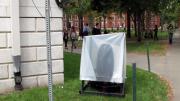 With wet weather forecast on Wednesday and Thursday, the sound and lighting equipment is under protective covers, to be in readiness for Friday night’s festivities.