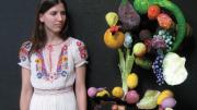 Meredith James in her studio, with props for a work in progress