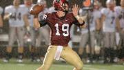 Backup quarterback Colton Chapple ably directed the Crimson offense in a 24-7 victory over Brown, completing 15 passes for 207 yards and two touchdowns in a rainstorm.