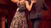 New York City dancers Karen Amatrading and Christopher Lockhart strut their stuff during a lecture by Wynton Marsalis at Sanders Theatre.