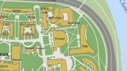 HBS's campus map, highlighting the executive-education precinct 