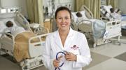 Cara Osborne, a certified midwife and professor, in a classroom (with medical training dummies) at the Eleanor Mann School of Nursing at the University of Arkansas at Fayetteville 