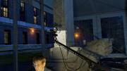 The Peabody Museum's Alexandre A. Tokovinine, a lecturer on anthropology and research associate, is shown at work within a protective tent during the scanning of the Chinese stele—conducted at night for optimal results. 