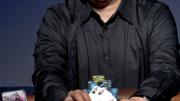 Bernard Lee at the card table, with a picture of his children beside him, as usual 